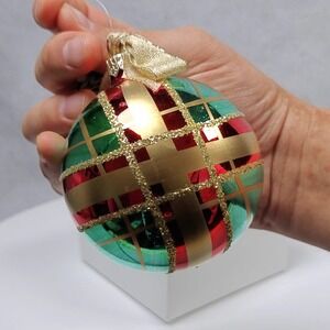 Lord Taylor Signature Ornaments Christmas Ornament Glass Red Green Gold Plaid